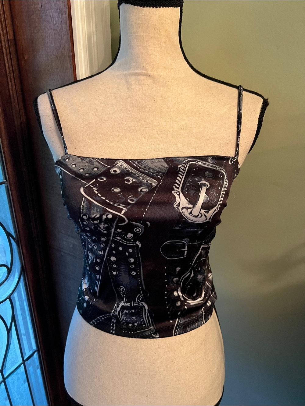 silence + noise Black Buckle-Print Spaghetti Strap Camisole